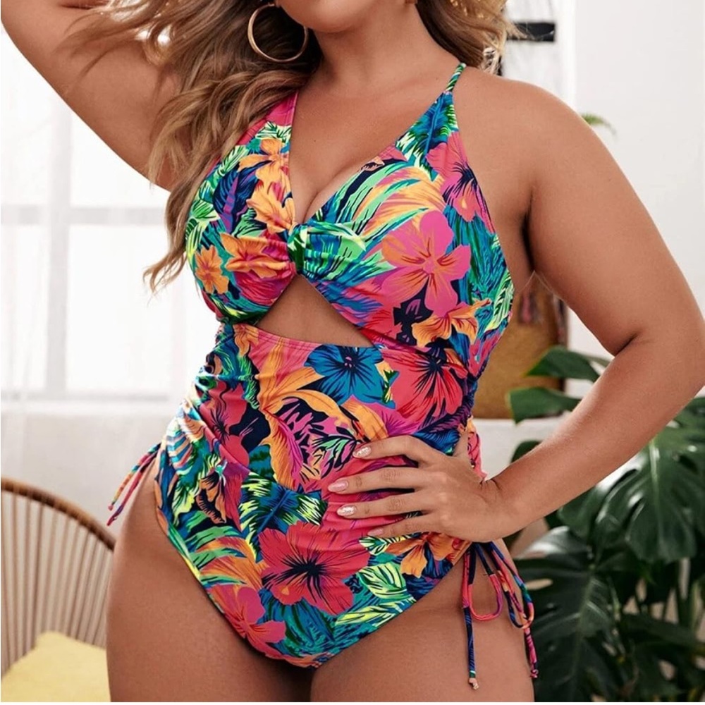 NEW Tropical twist Floral Swimsuit plus sz women 0XL